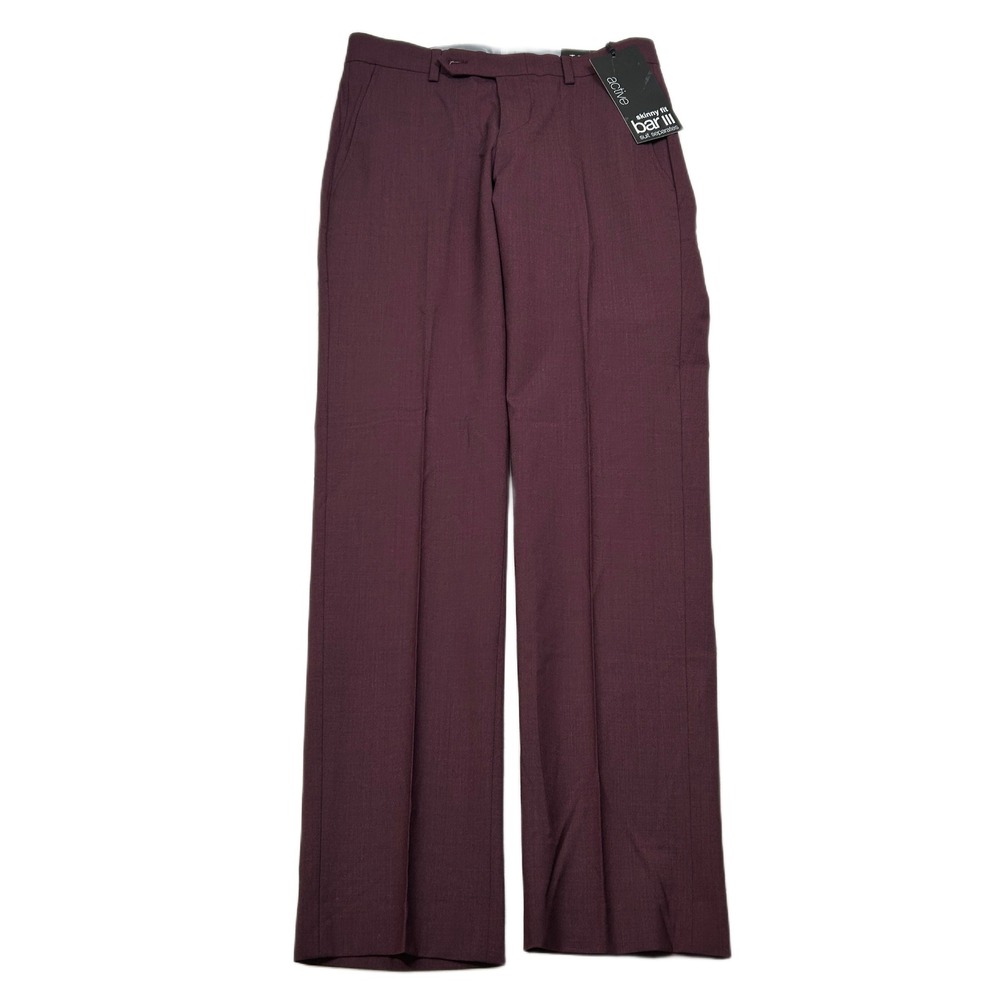 Bar III Skinny Fit Dress Pants Mens 28x29 Burgundy Red‎ Active Bi-Stretch NEW